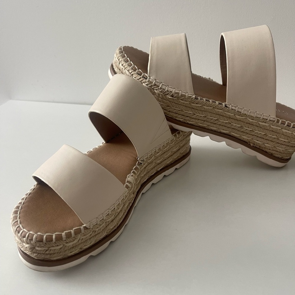 Esprit Cream Espadrille Platform Shoes with Ankle Straps